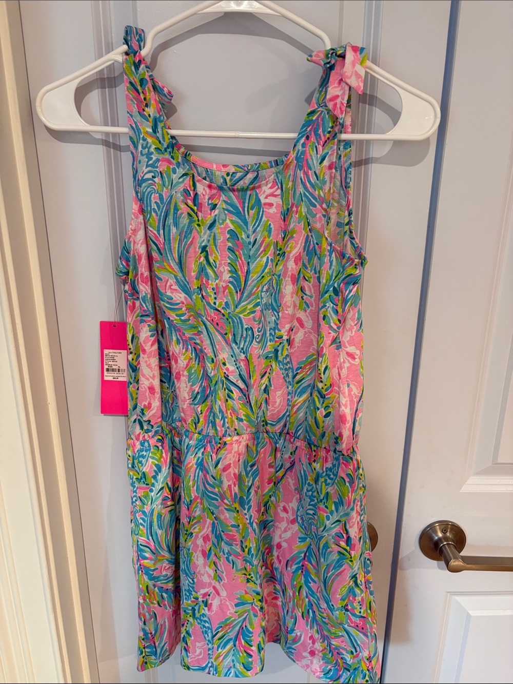 Lilly Pulitzer Pink Tropical Print Tie-Shoulder Sundress / Romper